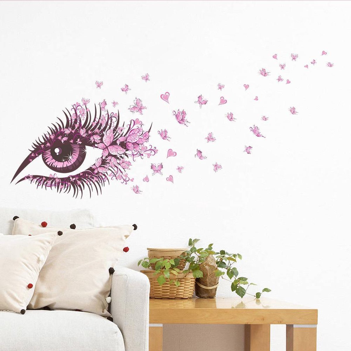 Sticker mural Vwist Papillons - Fille - Chambre filles - Rose - Fée - 120 x  80 CM