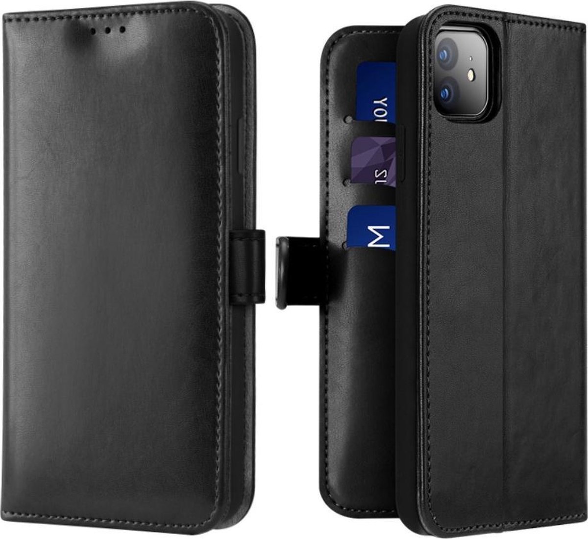 Lederen Wallet Case voor iPhone 11 6.1 inch- Zwart - Dux Ducis