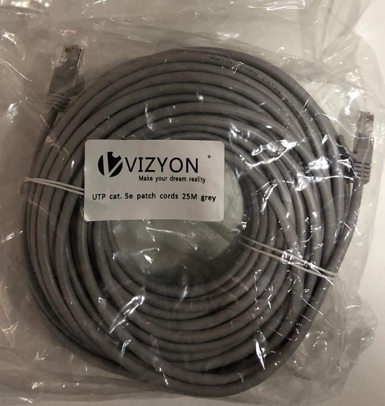 VIZYON 25m RG45 Cat 5e  UTP kabel  internet kabel grijs