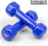 eSam® - Trenas - Aerobic Dumbbell set 2 kg - (2x 1 kg) - Vuist dumbbells - Aerobic Dumbbells - Korte Halterset - gietijzer met kunststof coating - Blauw