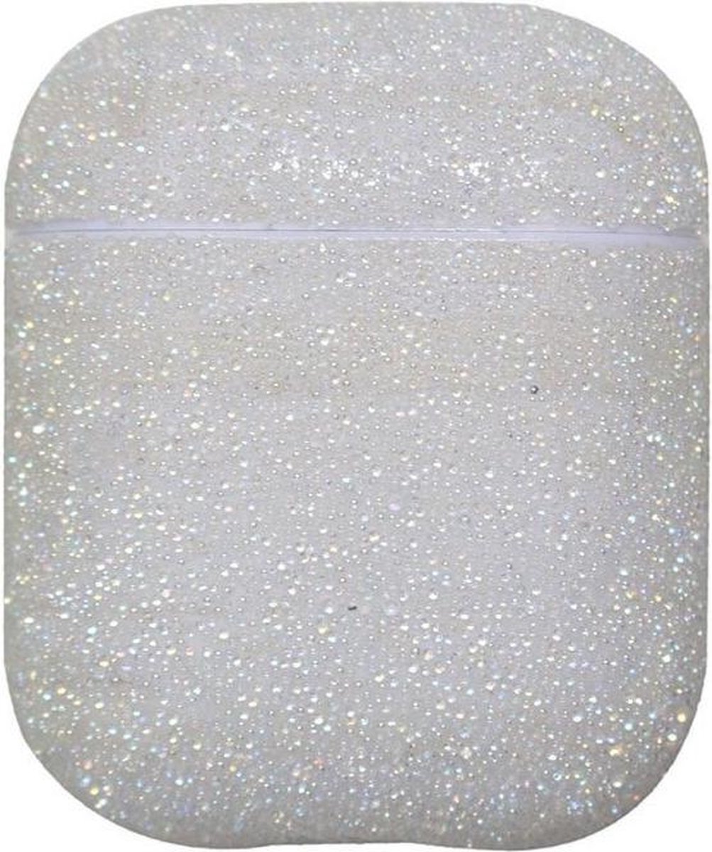 Airpods Hoesje - Airpods Case - Wit met Glitter Diamantjes (Zirkonia) - Sinterklaas Cadeautjes - Schoencadeautjes Sinterklaas