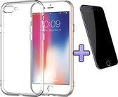 HB Hoesje Geschikt voor Apple iPhone 7 Plus & 8 Plus - Siliconen Back Cover & Glazen Screenprotector - Transparant