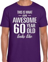 Awesome 60 year / 60 jaar cadeau t-shirt paars heren 2XL