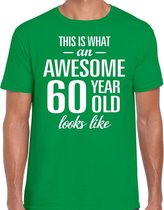 Awesome 60 year - geweldige 60 jaar cadeau t-shirt groen heren -  Verjaardag cadeau L