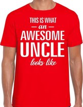 Awesome Uncle - geweldige oom cadeau t-shirt rood heren - Verjaardag cadeau XL