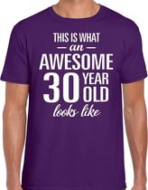 Awesome 30 year / 30 jaar cadeau t-shirt paars heren 2XL