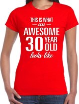 Awesome 30 year / 30 jaar cadeau t-shirt rood dames S