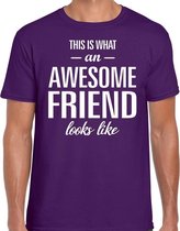 Awesome friend cadeau t-shirt paars heren S