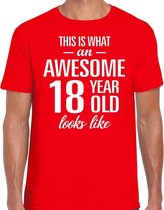 Awesome 18 year / 18 jaar cadeau t-shirt rood heren L