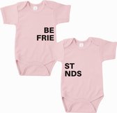 Baby rompertje Best friends (tweeling) | Korte mouw 74/80 Licht roze