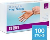 Vinyl Handschoenen per 100 Large | Disposable Vinyl Gloves | Handschoenen | Wegwerp handschoenen | Latex vrij | Met Poeder | Comfortabel | Duurzaam | Mondmasker | Mondkap | Mondkap