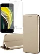 iPhone SE 2020 Hoesje - iPhone SE 2022 Hoesje - iPhone 8 Hoesje - iPhone 7 Hoesje - Book Case Slim Wallet Goud - Screenprotector Glas Screen Protector