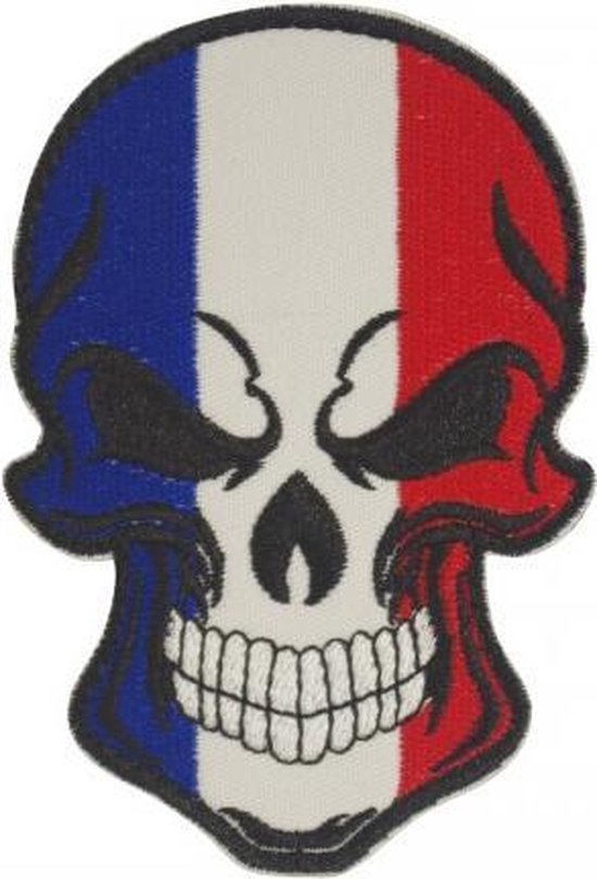 Patch militaire crâne / crâne aux couleurs du drapeau français avec velcro