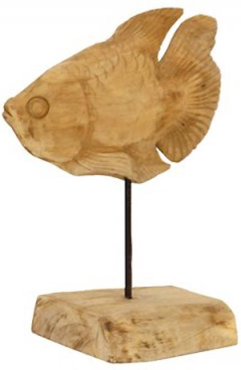 Archeologie droefheid dienen Teak houten vis op standaard 'Cleo' Lumbuck - Bruine vis op metalen  standaard hout | bol.com