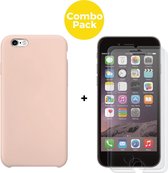 iPhone 6 en 6s Telefoonhoesje  met 2 x Screenprotector | Siliconen Soft Touch Smartphone Case Back Cover  | Gehard Beschermglas | Roze