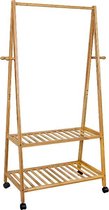 MIRA Home - Kledingrek bamboe - Bamboe rek - 2 Planken - Basic - Bruin - 69.5x43x152