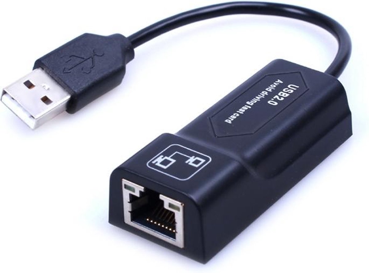 USB 2.0 naar RJ45 USB Ethernet Network Adapter | Zwart / Black|Tot 100MBps| TrendParts