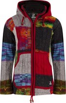 Gebreid Wollen Dames Vest van Schapenwol met Polyester Fleece voering en vaste capuchon - SHAKALOHA - W Rib Patch Multi M