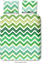 Good Morning 5940-A Zigzag - dekbedovertrek - eenpersoons - 140x200/220 cm  - 100% katoen - groen