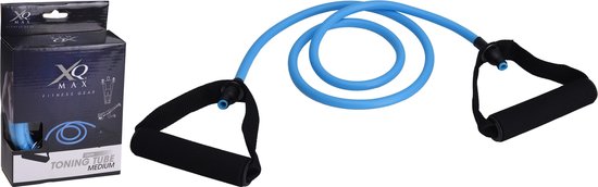 XQ Max - Fitness Elastiek - Weerstandsband - Weerstandskoord - Medium (Blauw) - Met Handvatten