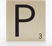 Houten scrabble letter P - 8 x 8 cm