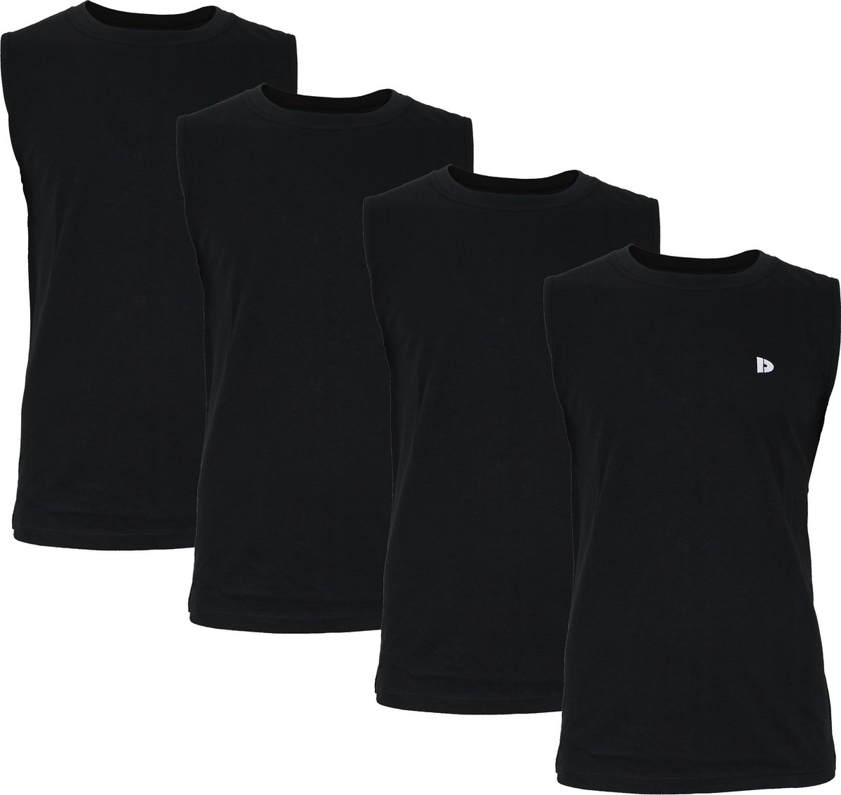 Donnay T-shirt zonder mouw - 4 Pack - Tanktop - Sportshirt - Heren - Maat S - Zwart