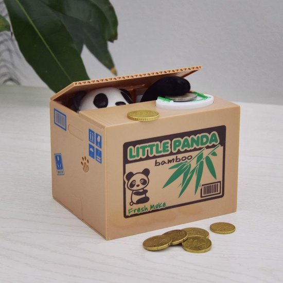 MikaMax Panda Spaarpot – Money box – Sparen – Elektrische Spaarpot - Draadloos - 10 x 11,5 x 12 cm - MikaMax