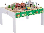 Teamson Kids Houten Speelgoed Treinrails set voor Kinderen (85 stuks) met Tafel, Wit PS-T0003