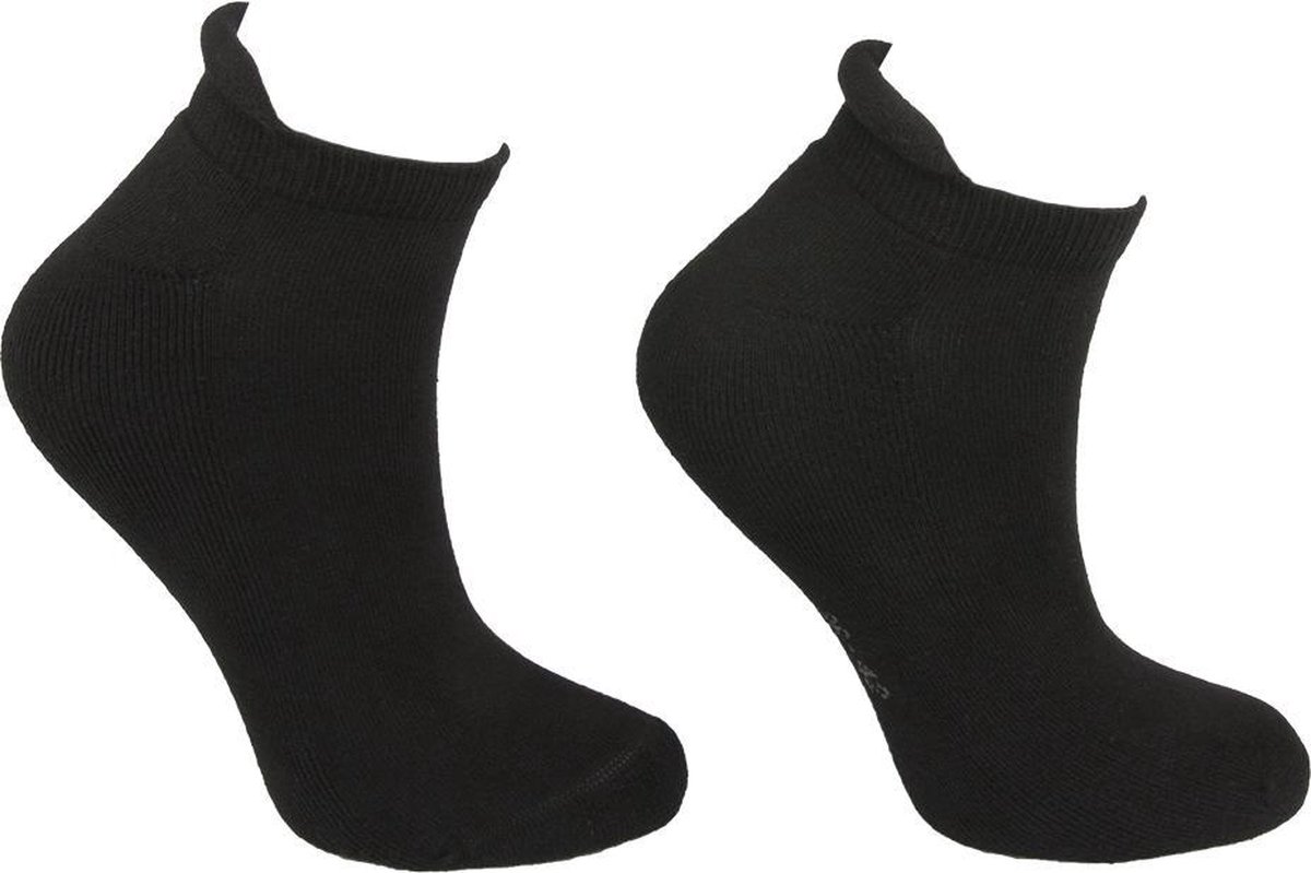 6-Pack Soga Badstof Gevoerde Basic Sneaker Sokken Dames En Heren Zwart - Maat 46-50