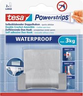 2x Tesa RVS dubbele haak waterproof Powerstrips - Klusbenodigdheden - Huishouden - Verwijderbare haken - Opplak haken 1 stuks