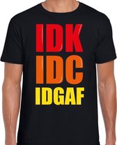 IDGAF / I Dont Give A Fuck fun tekst t-shirt zwart heren S