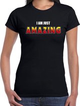 I am just amazing fun t-shirt zwart voor dames XL