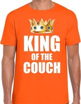 Koningsdag t-shirt king of the couch oranje voor heren - Woningsdag - thuisblijvers / Kingsday thuis vieren S