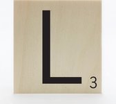 Houten scrabble letter L - 8 x 8 cm