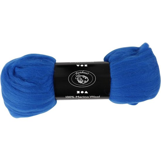 Merino wol, 21 micron, cobalt blue, 100 gr - Creotime
