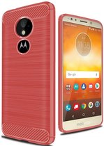 Motorola Moto E5 Plus - Geborstelde TPU Cover - Rood