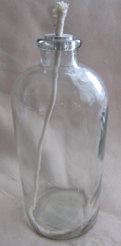 Oliefles, helder glas met verwisselbaar lont 25 x 12 cm rond | bol.com