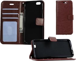 Hoesje Geschikt voor iPhone 5/5s/5SE Hoesje Book Case Hoes Portemonnee Cover Walletcase - Hoes Geschikt voor iPhone 5/5s/5SE Hoes Bookcase Hoesje - Bruin