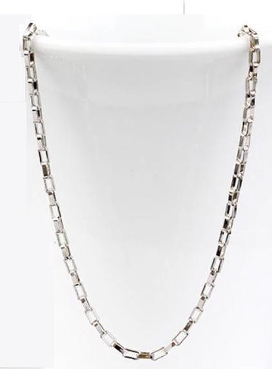210 - Zilveren ketting rechthoek - Echt - Smalle hals ketting bol.com