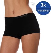 Brubeck Dames Ondergoed Boxershorts - Naadloos Elastisch Katoen 3-Pack - Zwart - XL