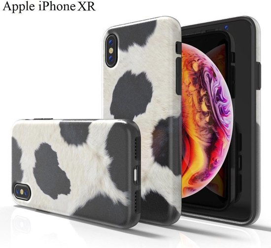 Coque Arrière Apple iPhone XR Cow Design - Zwart et Wit | bol.com