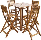 Barset Hout 5 delig Tuin (Incl LW Fleece deken) - Tuinbarset - Bartafel set - Bar kruk - Bar stoeltje - Bar Krukje - Barkruk - Bartafel met barstoelen