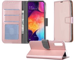 Hoesje - Geschikt voor Samsung Galaxy A50 - Luxe Bookcase - Walletcase Hoes - Portemonnee - Cover - Telefoonhoes - Rosé goud