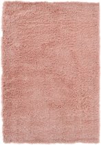 Ikado Hoogpolig tapijt in polyester mix roze 118 x 165 cm