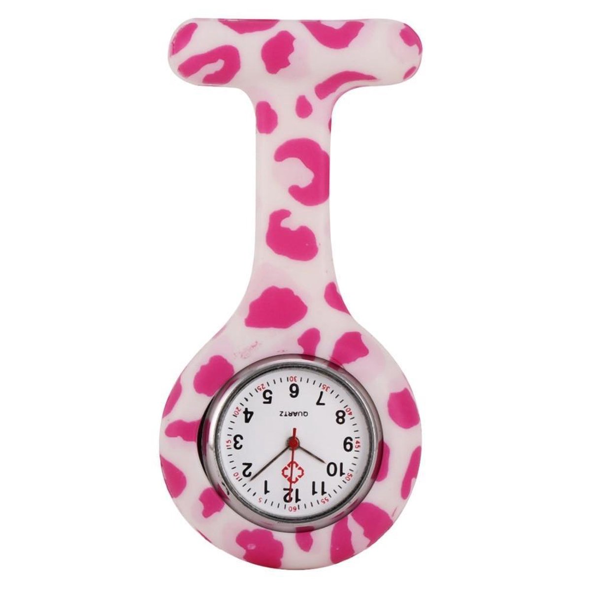 Verpleegster horloge - Verpleegsterhorloge - Nurse Watch - siliconen - panter wit-roze
