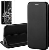 Samsung S20 Ultra Hoesje en Samsung S20 Ultra Screenprotector - Samsung Galaxy S20 Ultra Hoesje Book Case Wallet + Screenprotector - Zwart