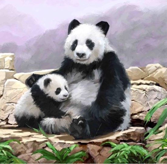 Afbeelding van het spel Craft Buddy Crystal Art Kaart Pandaberen 18x18 cm