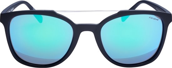 ICON Sport Zonnebril SHAKER - Zwart montuur met rubber finish - Blauw spiegelende glazen - GEPOLARISEERD
