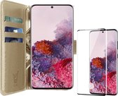 Samsung S20 Hoesje en Samsung S20 Screenprotector - Samsung Galaxy S20 Hoesje Book Case Leer Wallet + Screenprotector Full - Goud