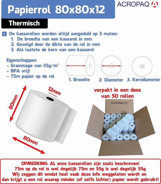 ACROPAQ Thermische kassarol 55g - stuks *BPA Vrij* | bol.com